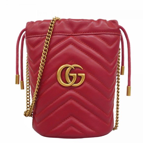 Gucci GG Marmont Shoulder Bag 575163 0416 Leather Red with Gold Hardware  Women' - Picture 1 of 16